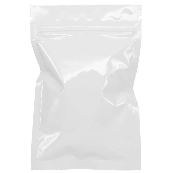 White Smell Proof Foil Zip Pouch Bag Custom Cannabis Packaging