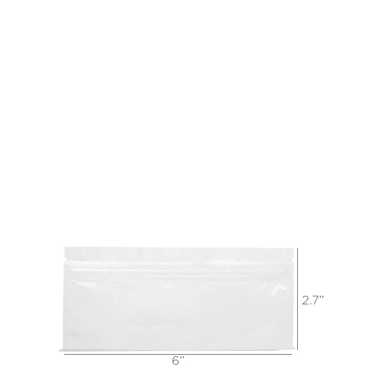 6" x 2.7" Mylar Zip Bag - White / White