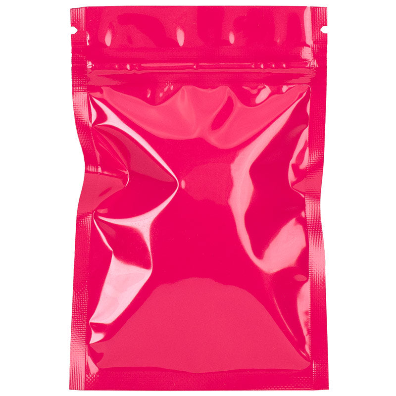 Pink Smell Proof Stand Up Zip Pouch Gram Custom Weed Packaging